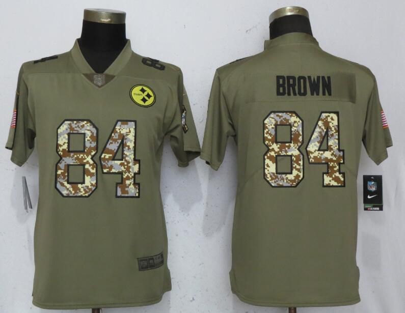 Women Pittsburgh Steelers #84 Brown Olive Camo Carson Nike Salute to Service Player NFL Jerseys->seattle seahawks->NFL Jersey